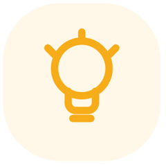 Orange light bulb representing creativity.
