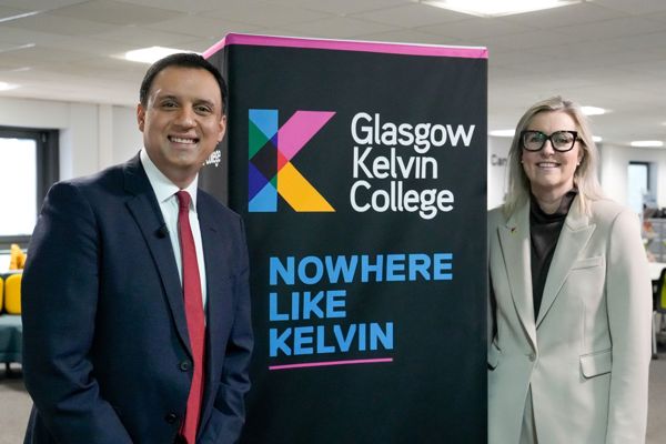 Anas Sarwar and Principal Joanna Campbell at Glasgow Kelvin College during official visit.